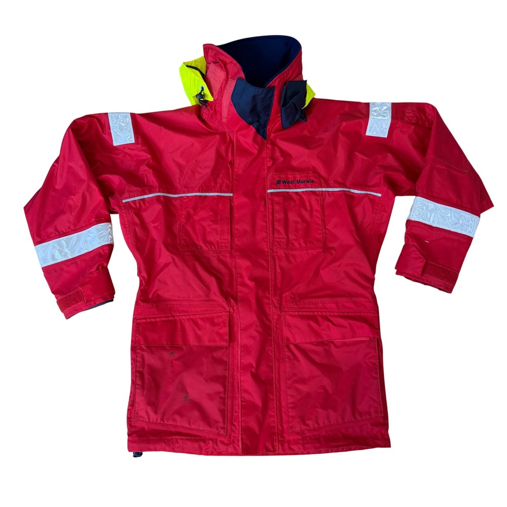 West Marine Nautical Gear Explorer Sailing Jacket Red Waterproof Hooded Mens S